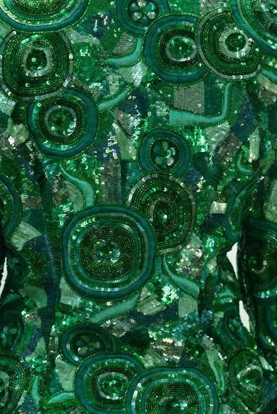 1980s Naeem Khan Green Pure Silk Sequined Jacket