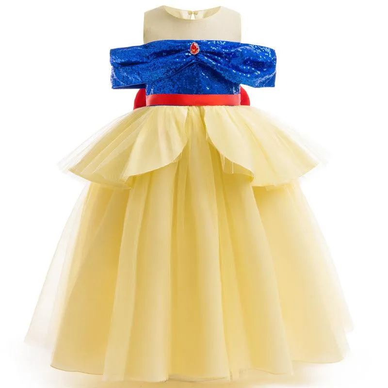 4-10 years old Girl Sparkling Sequin Princess Dress Fairy Tale Princess Dress Birthday party Halloween cosplay costume