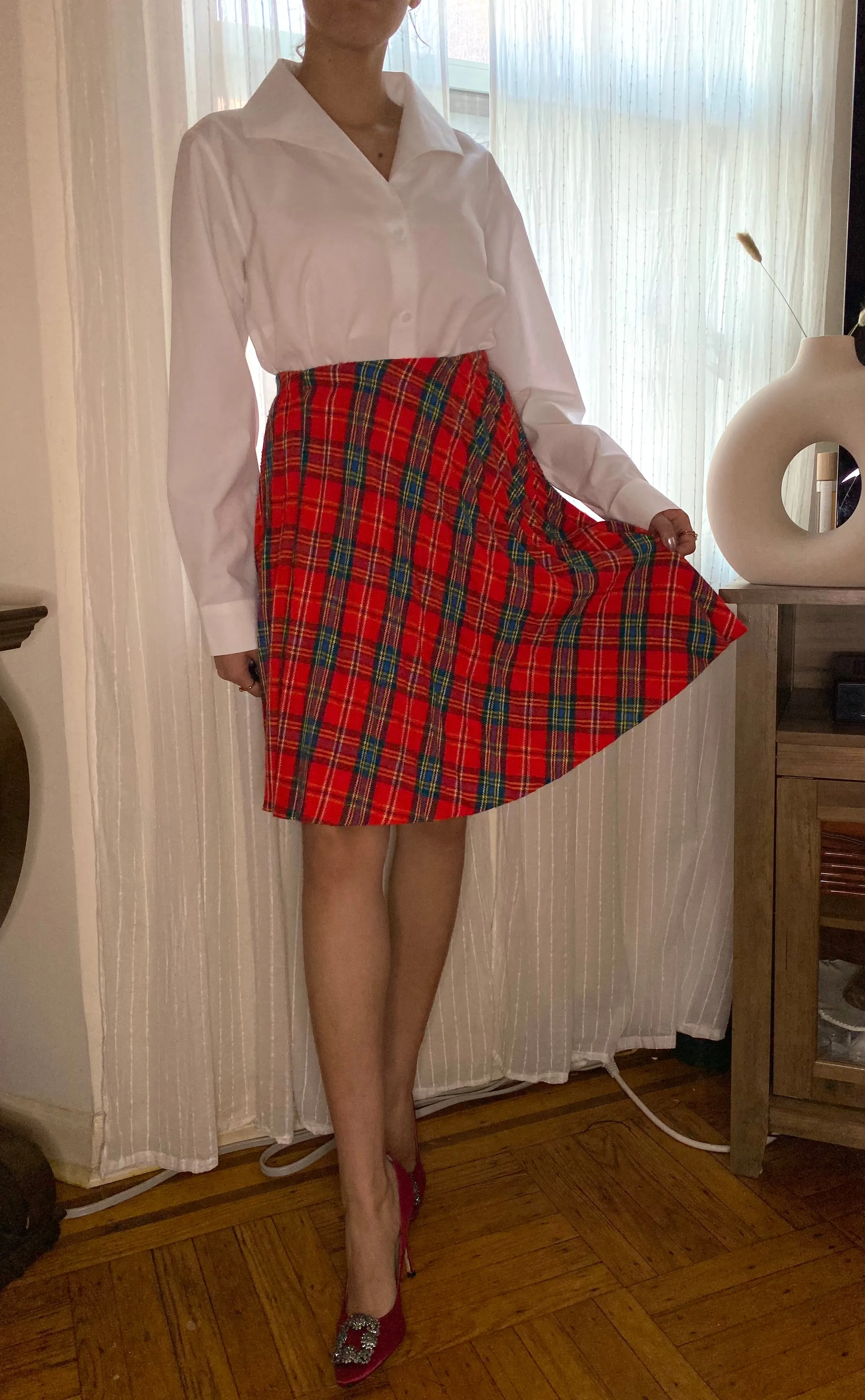 50s Plaid Midi Skirt