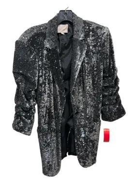 5a7 Cinq a Sept Size 2 Black & Silver Fully Sequined Blazer 1 Button Jacket