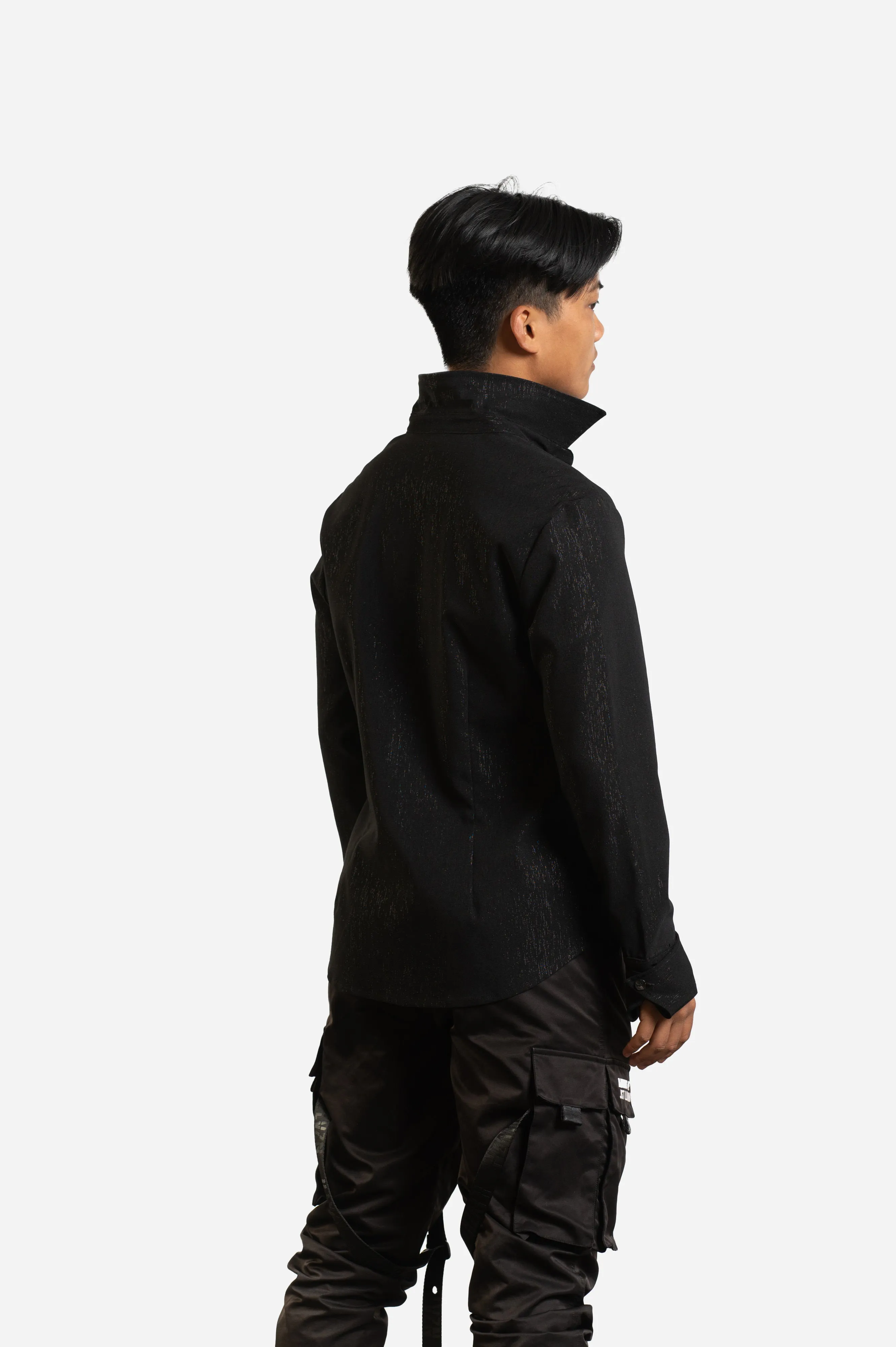 90s Black Shimmer Long Sleeve Shirt