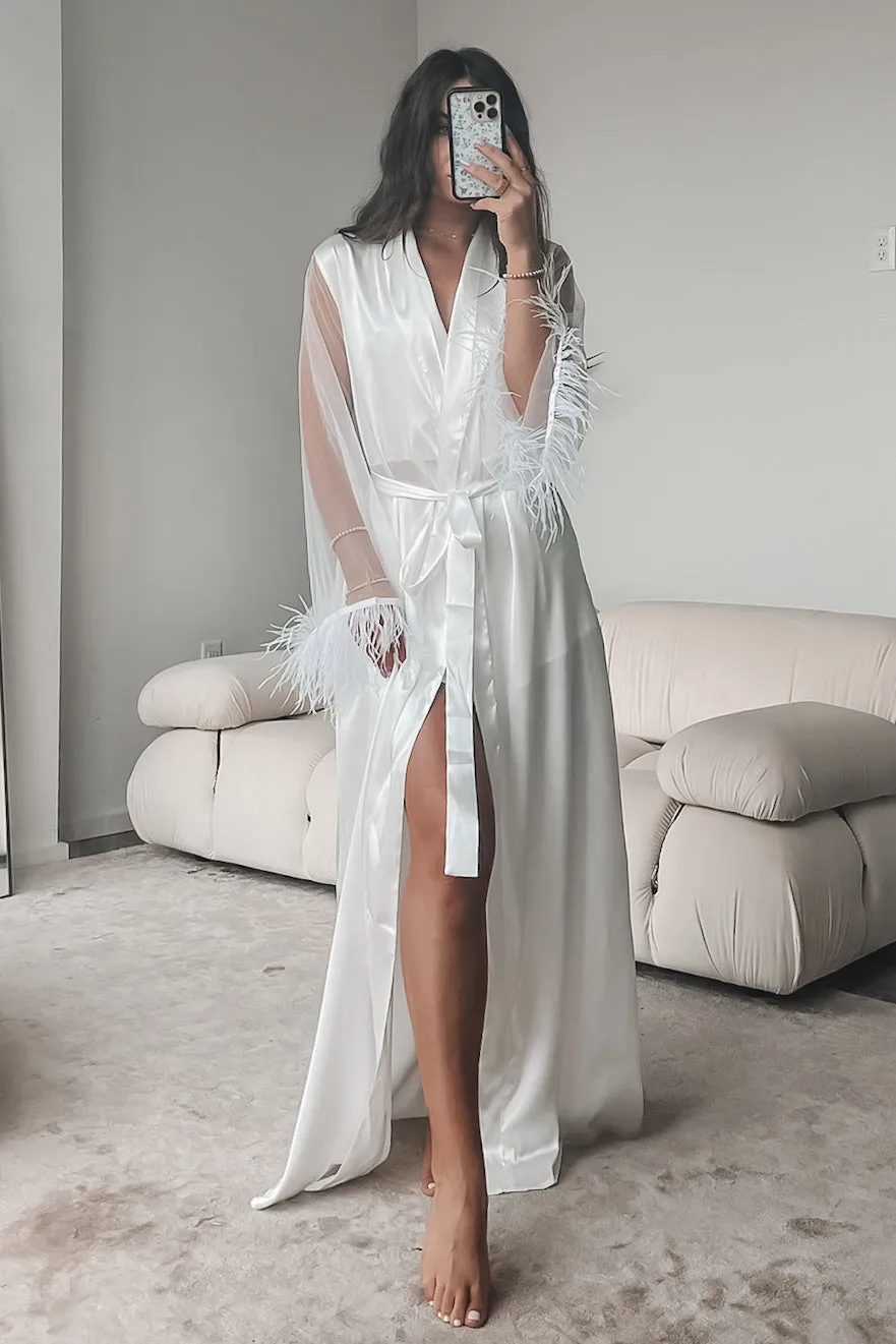A Royal Affair Satin White Long Bridal Robe
