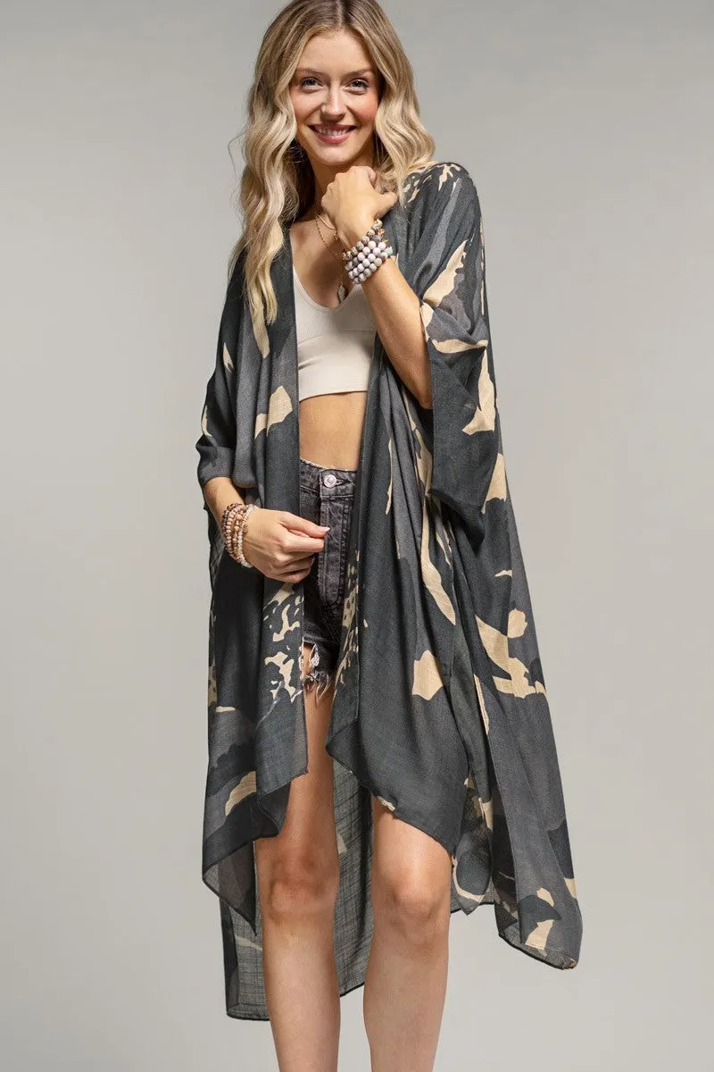 Abstract Print Longline Kimono