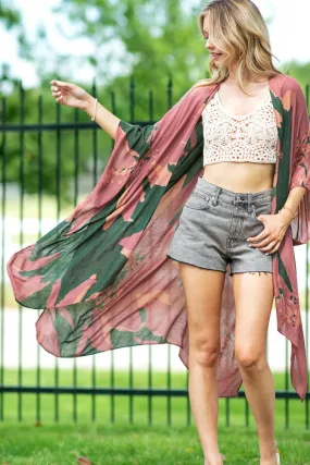 Abstract Print Longline Kimono