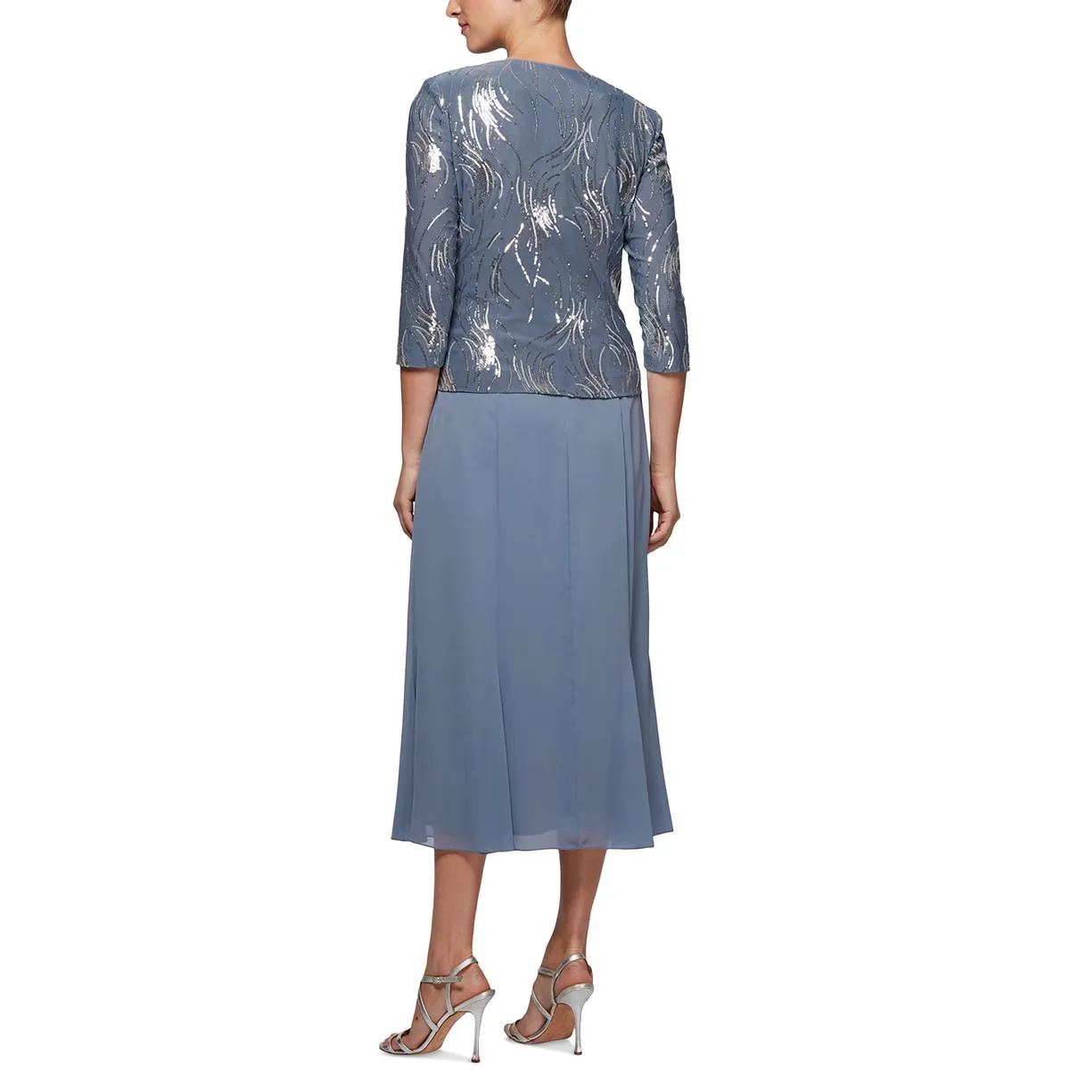 Alex Evenings Womens Petites Jacket Midi Two Piece Dress