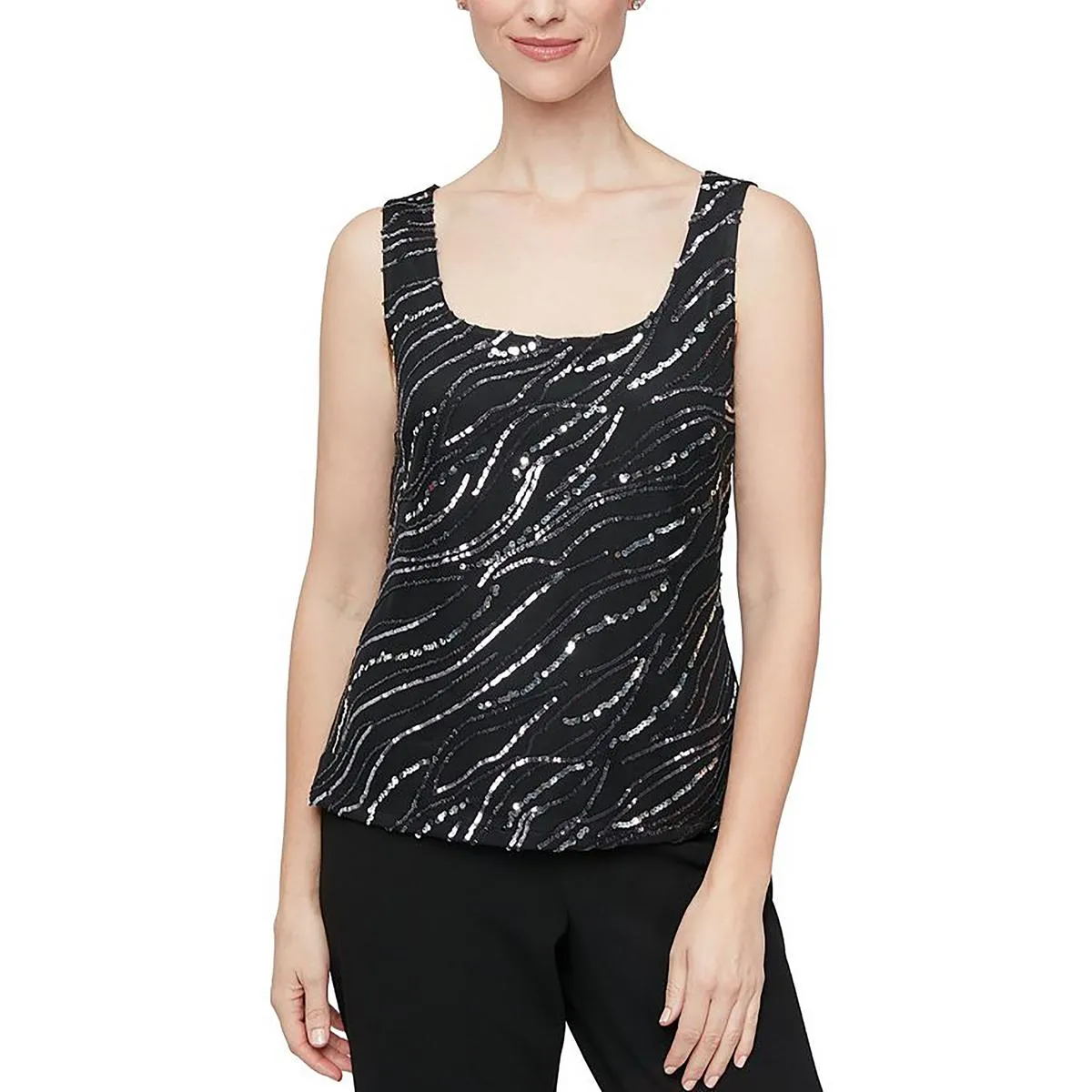 Alex Evenings Womens Sequined 2 PC Pullover Top