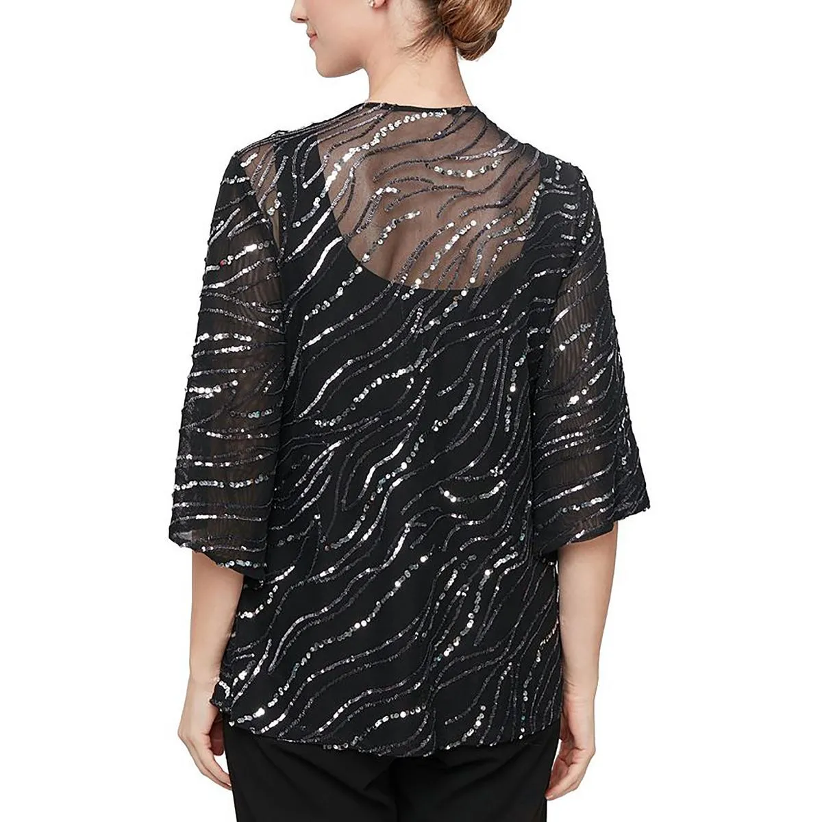 Alex Evenings Womens Sequined 2 PC Pullover Top