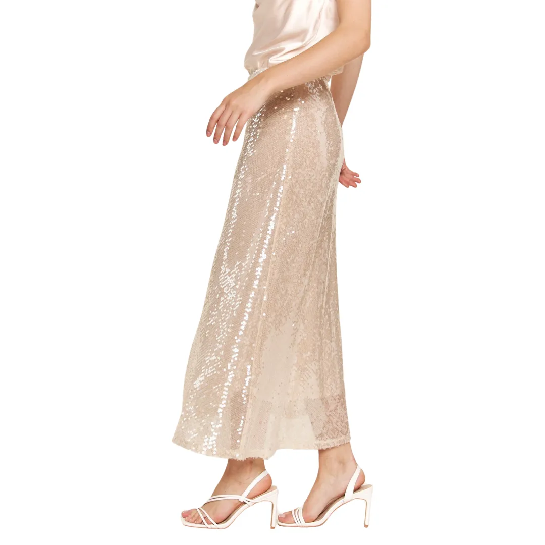 Apparel- And The Why Clear Sequins Midi Skirt