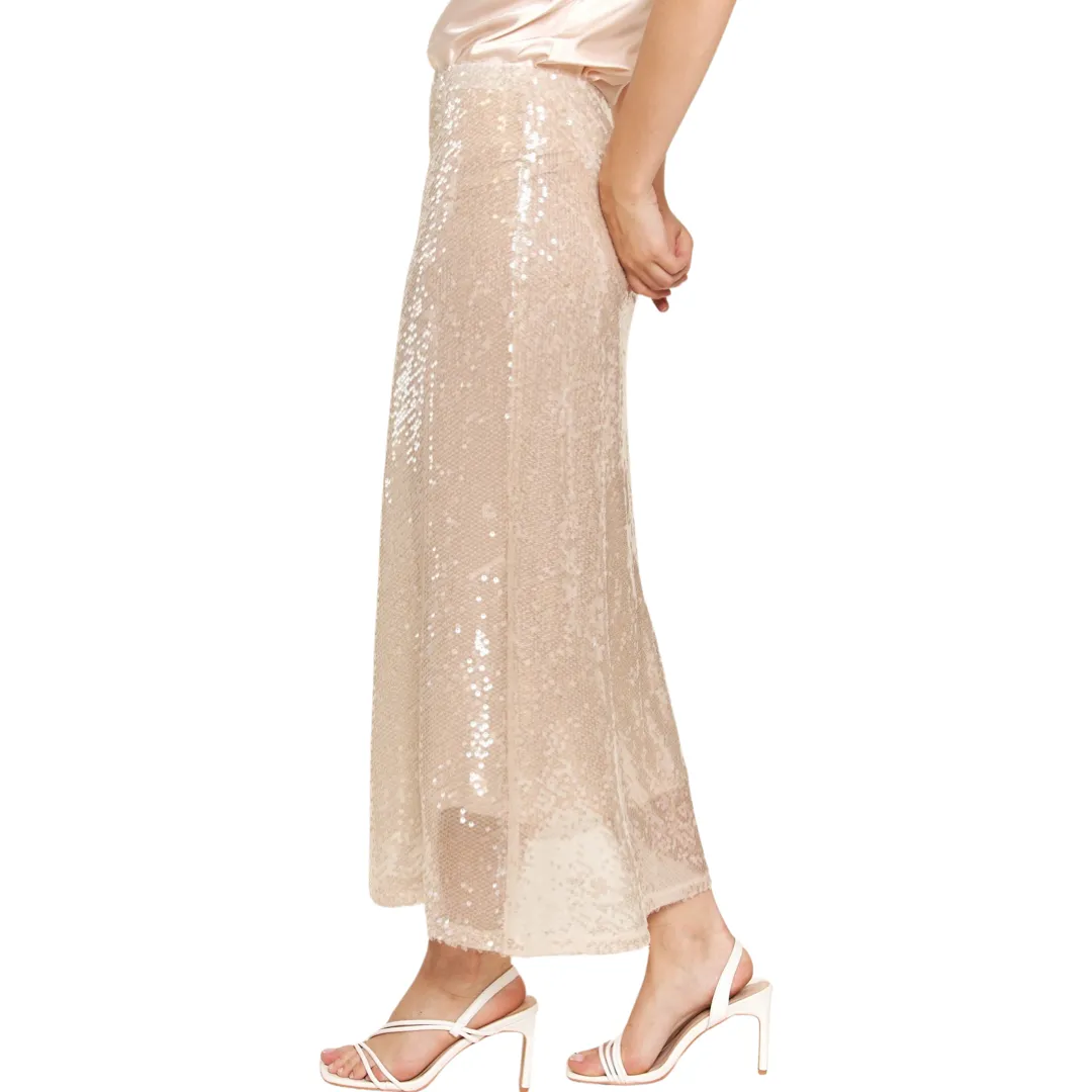 Apparel- And The Why Clear Sequins Midi Skirt
