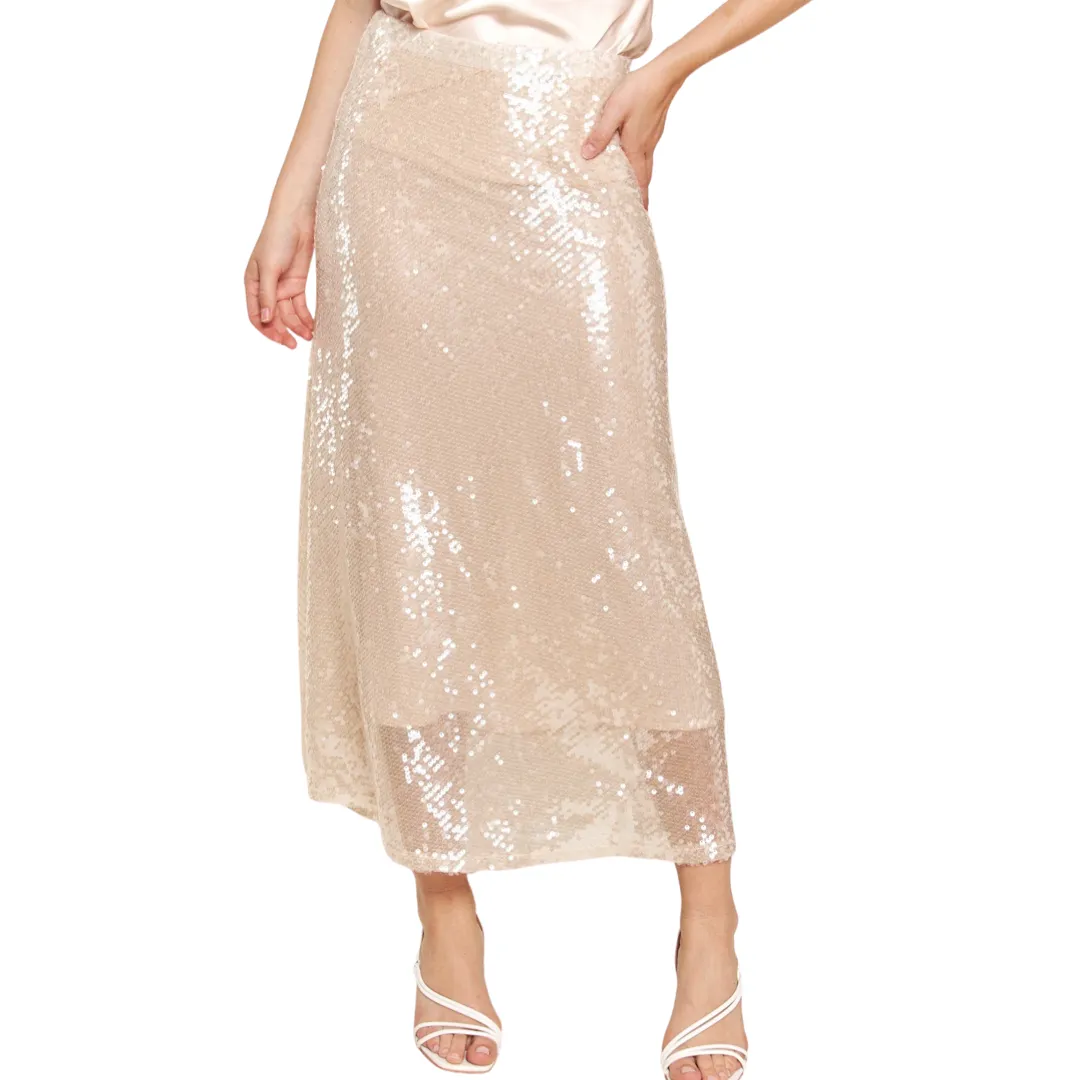 Apparel- And The Why Clear Sequins Midi Skirt