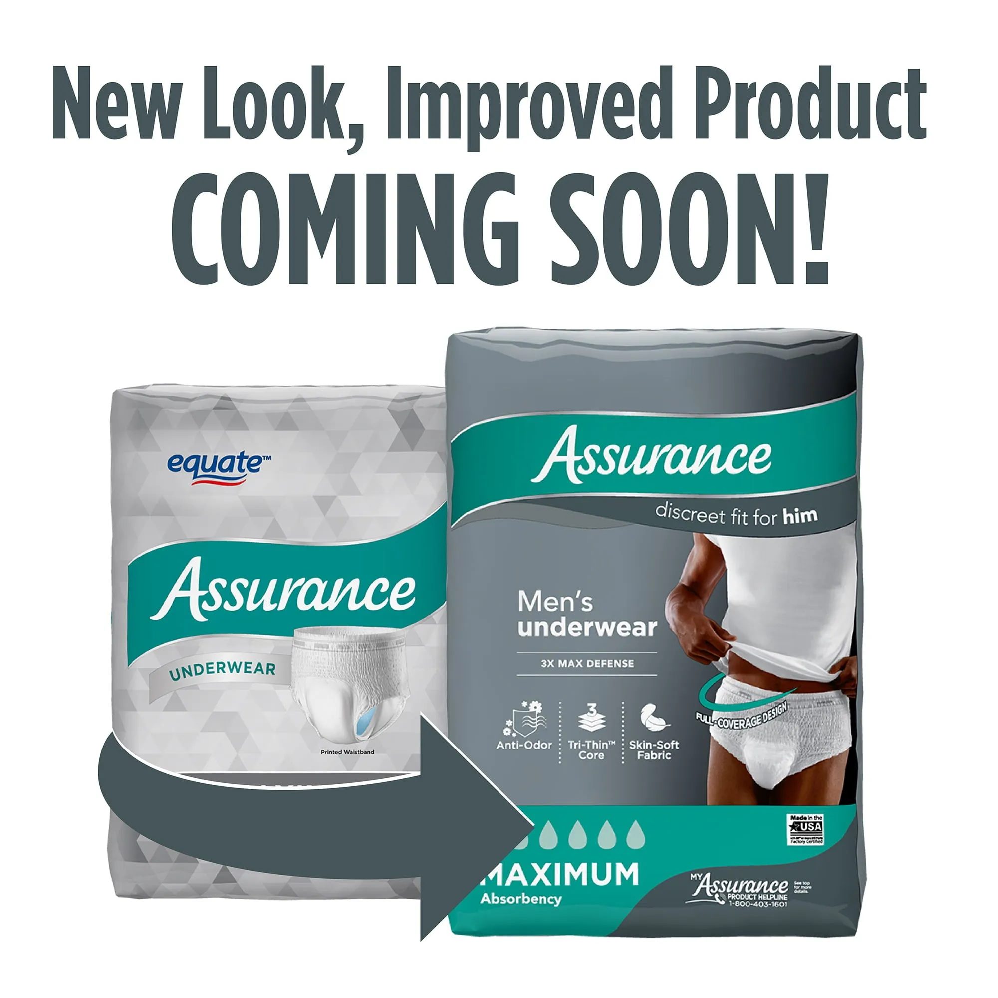 Assurance Incontinence Disposable Underwear Men Size L/XL Adult Diapers