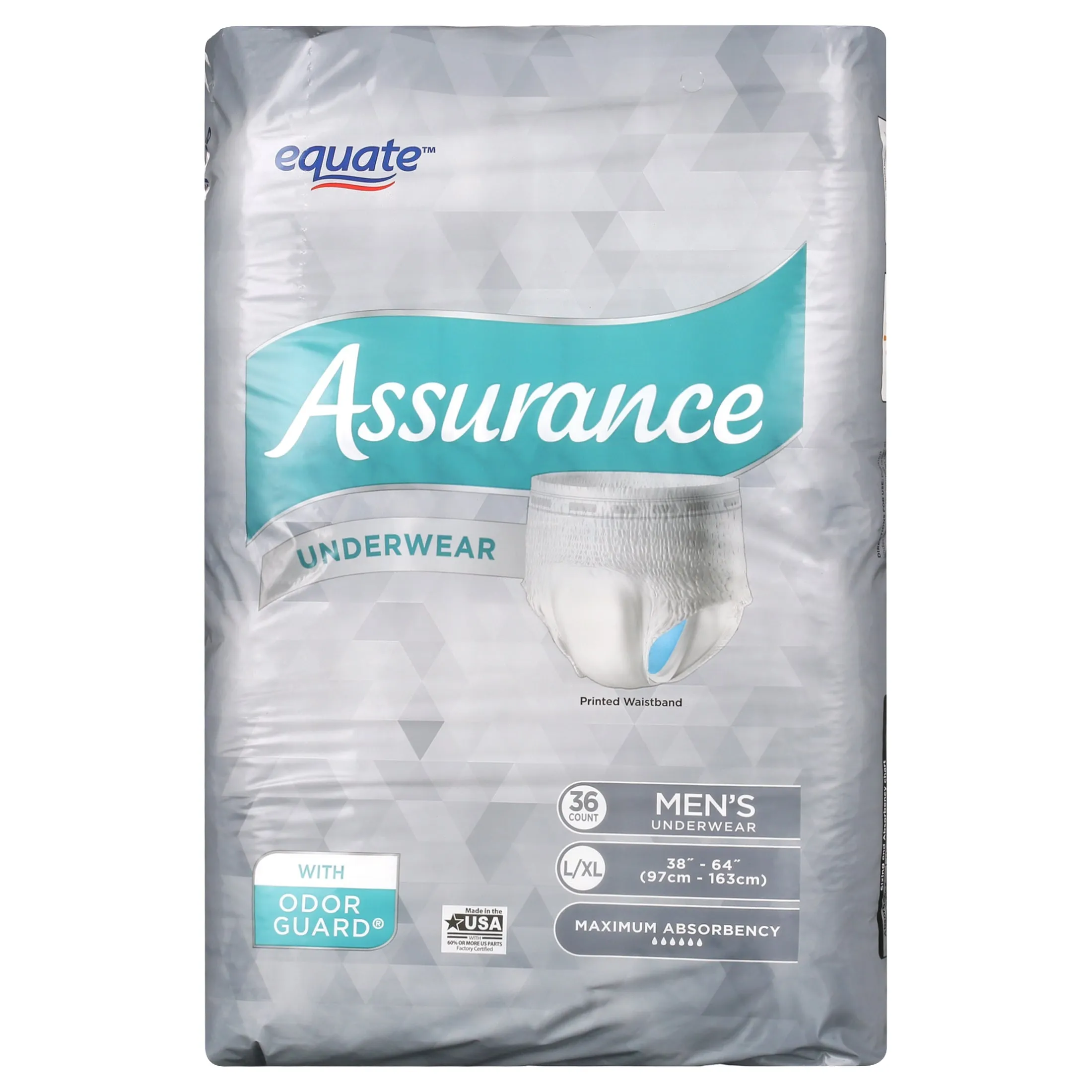 Assurance Incontinence Disposable Underwear Men Size L/XL Adult Diapers