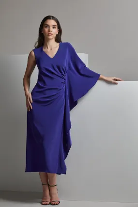 Asymmetric Draped Midi Dress