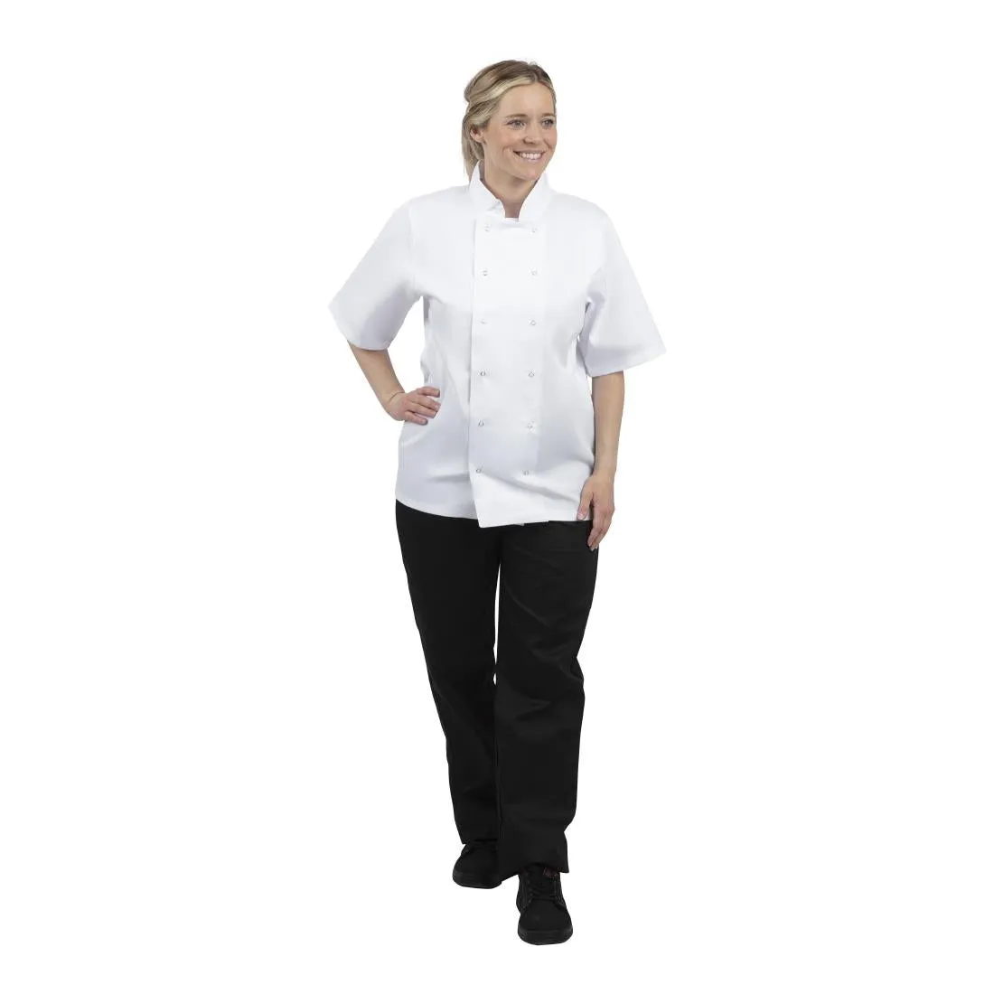 B250 Whites Boston Unisex Short Sleeve Chefs Jacket White