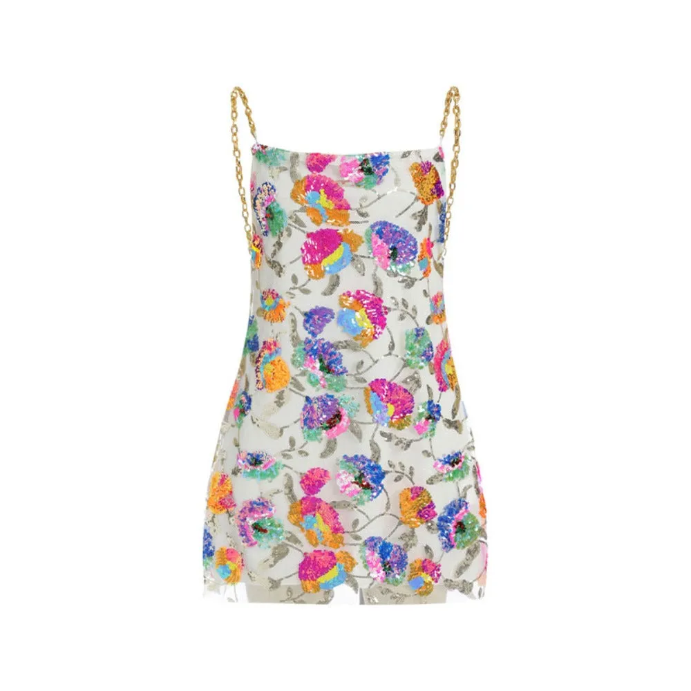 Backless Embellished Chain Strap Dress