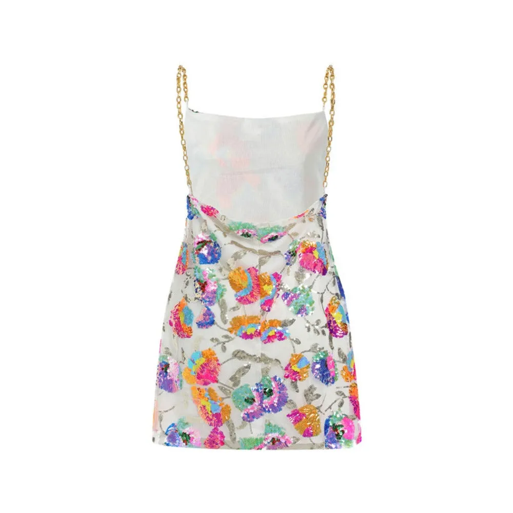 Backless Embellished Chain Strap Dress