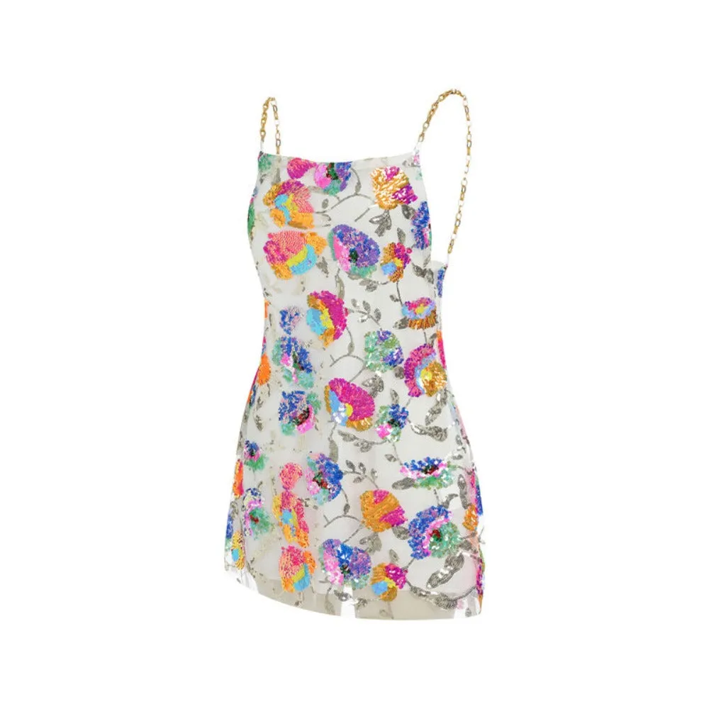 Backless Embellished Chain Strap Dress