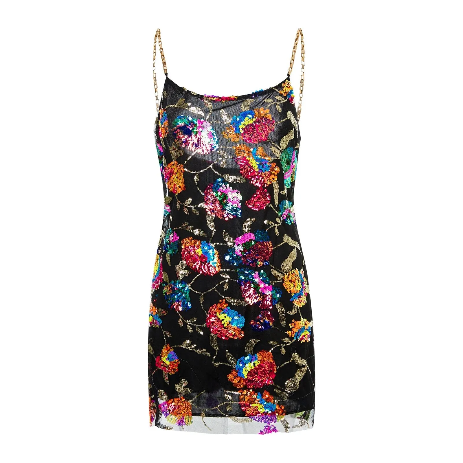 Backless Embellished Chain Strap Dress