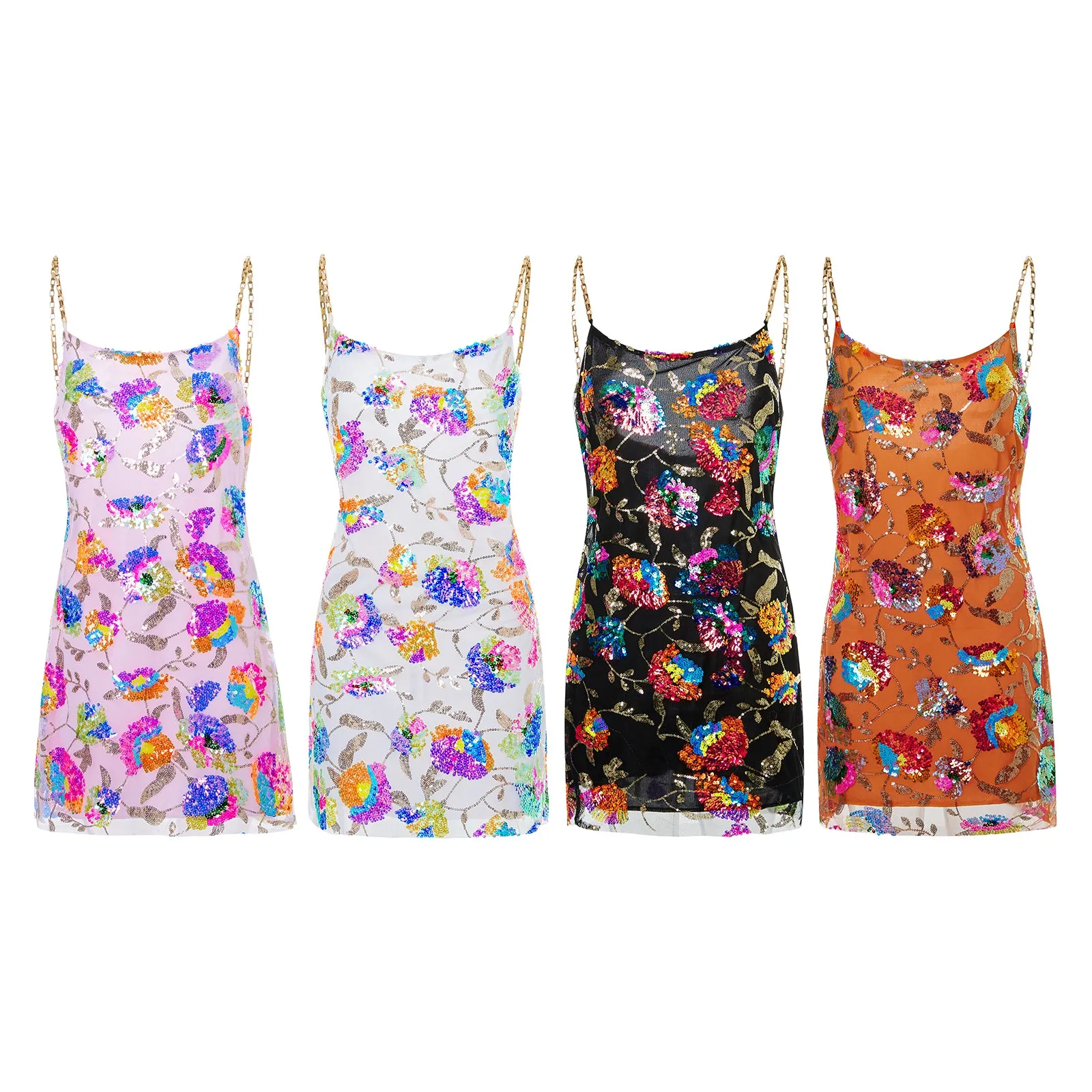 Backless Embellished Chain Strap Dress
