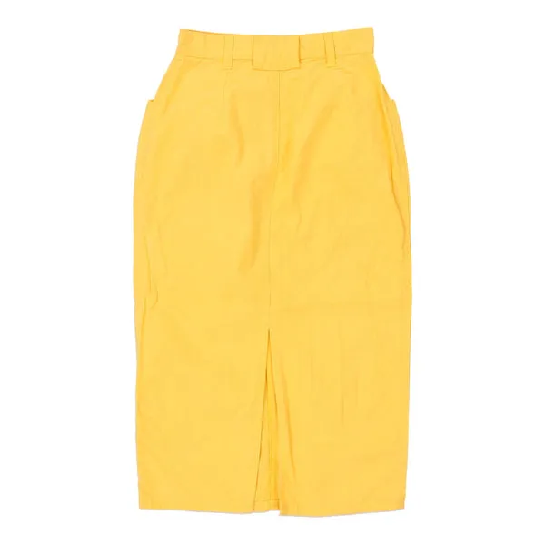 Benetton Midi Skirt - 24W UK 4 Yellow Cotton