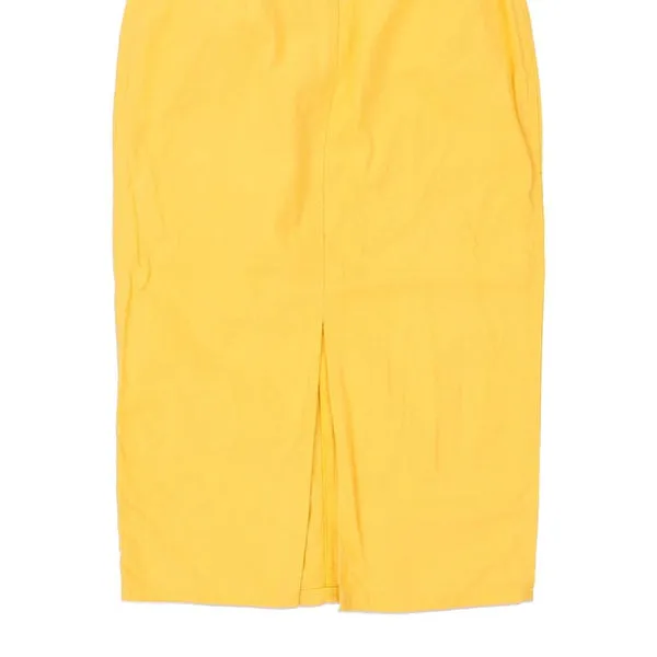 Benetton Midi Skirt - 24W UK 4 Yellow Cotton