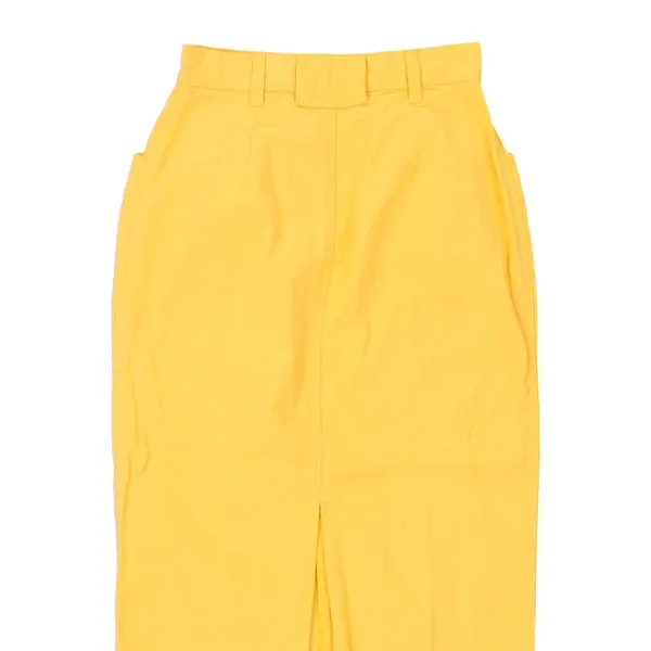 Benetton Midi Skirt - 24W UK 4 Yellow Cotton