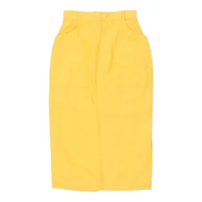 Benetton Midi Skirt - 24W UK 4 Yellow Cotton