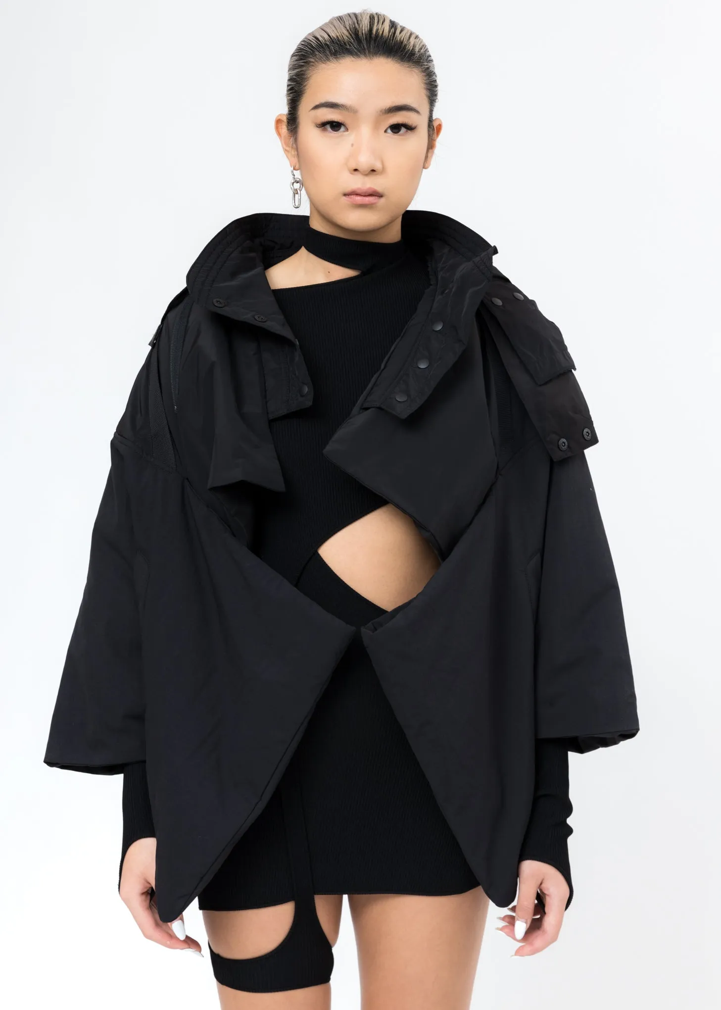Black Cropped Kimono Jacket