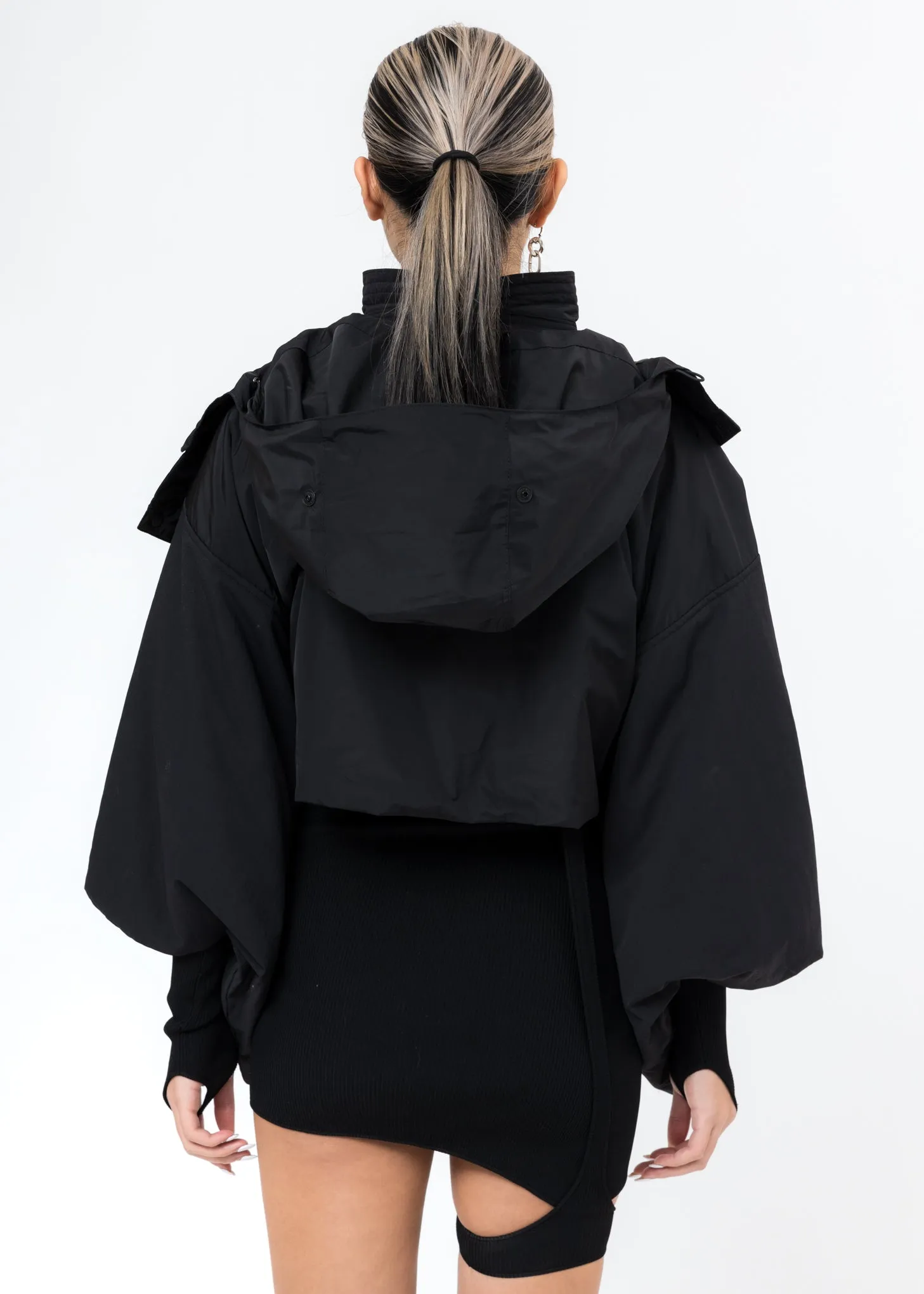 Black Cropped Kimono Jacket