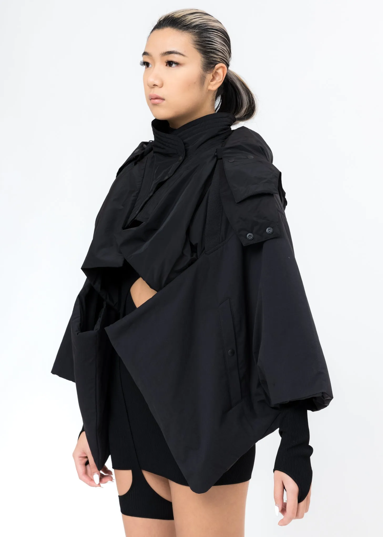 Black Cropped Kimono Jacket