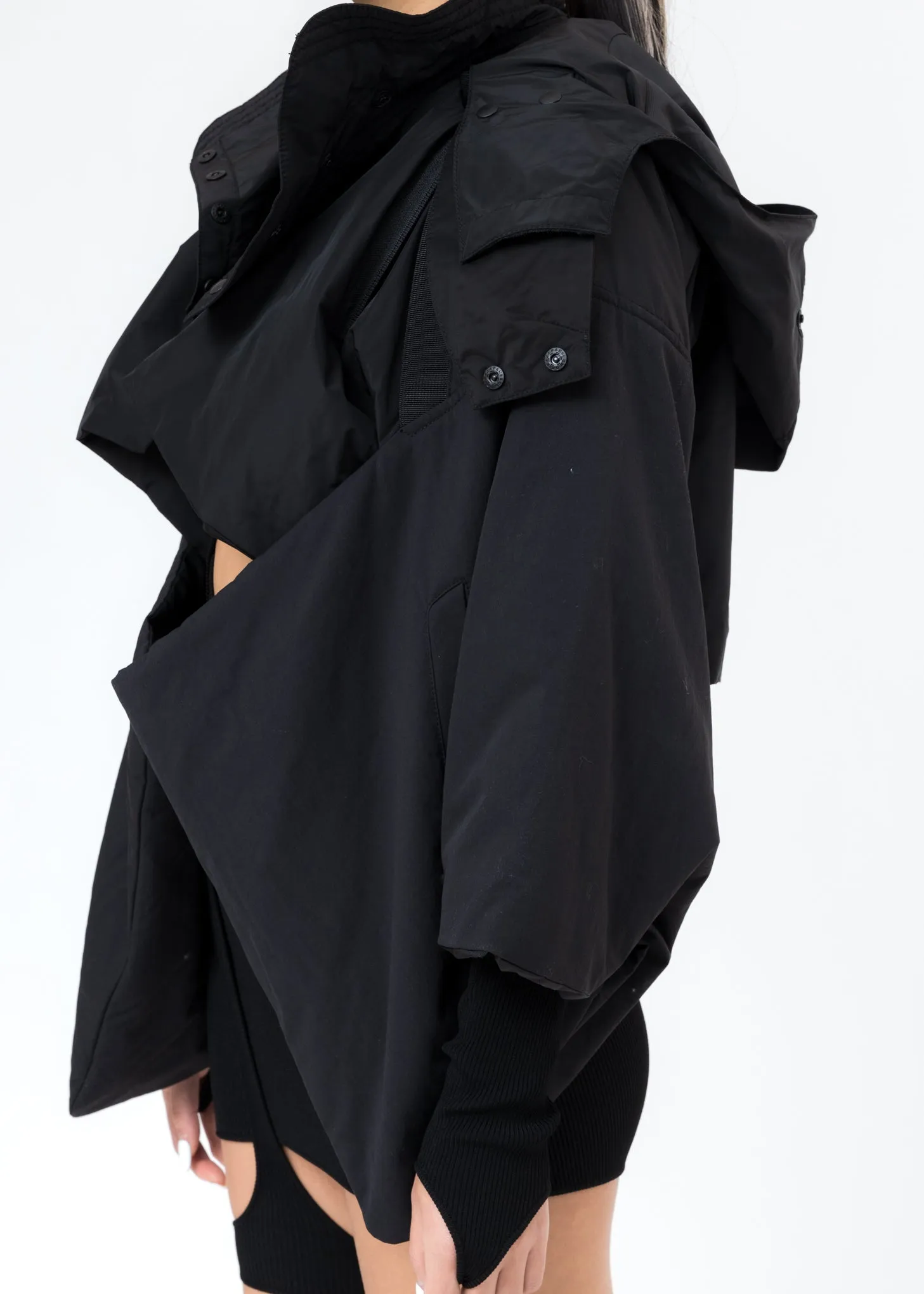 Black Cropped Kimono Jacket
