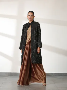 Black on Black Sequin Front Open Jacket