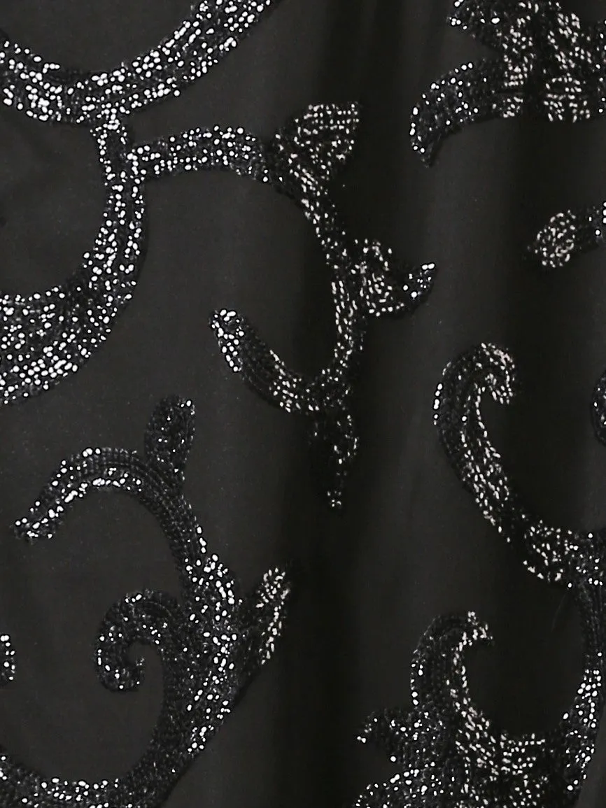 Black on Black Sequin Front Open Jacket