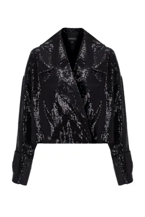 BLACK SEQUINED SHORT JACKET