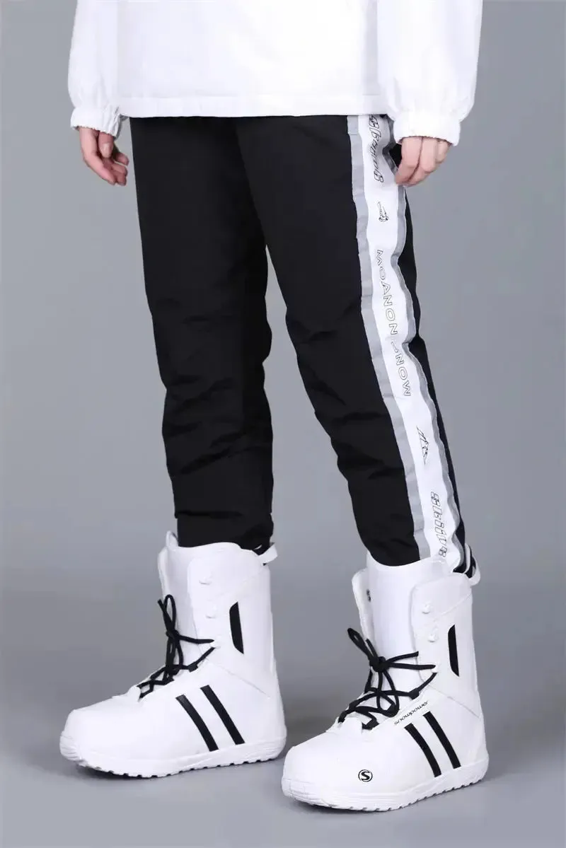 Black Snow Pants Reflective Warm Winter Trousers-US ONLY