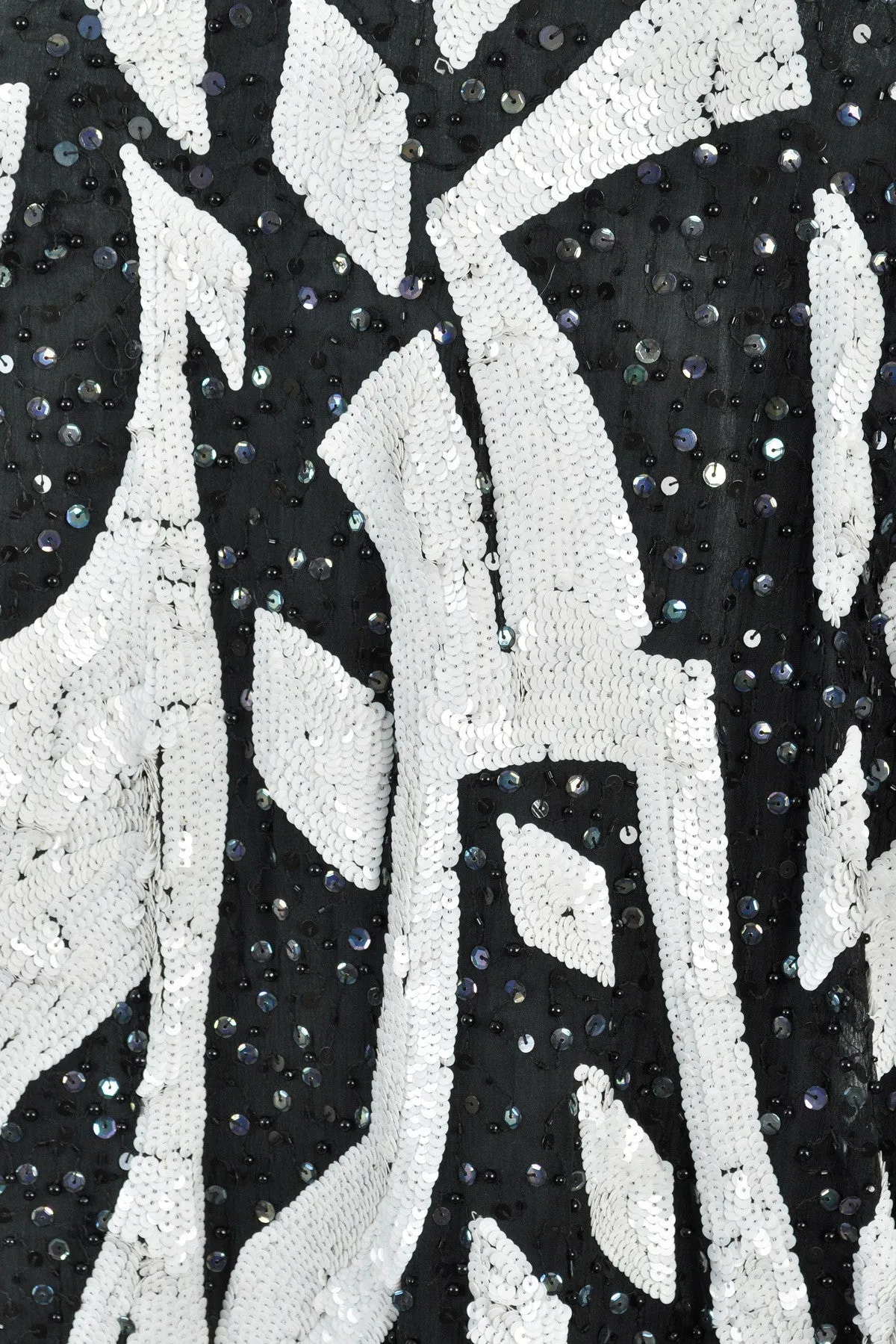 Black   White Graphic Sequined Kimono Jacket