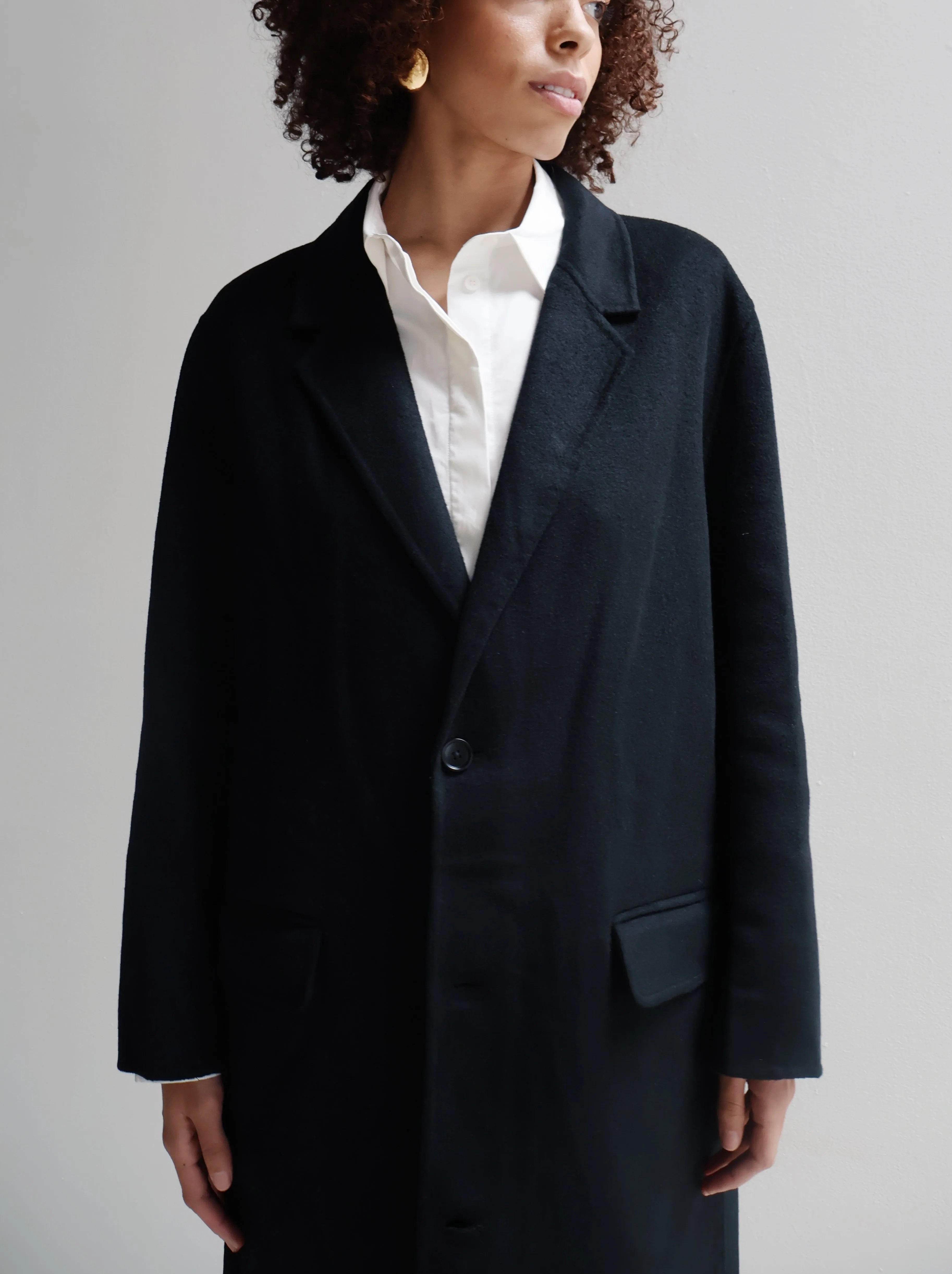 Black Wool Full Length Coat