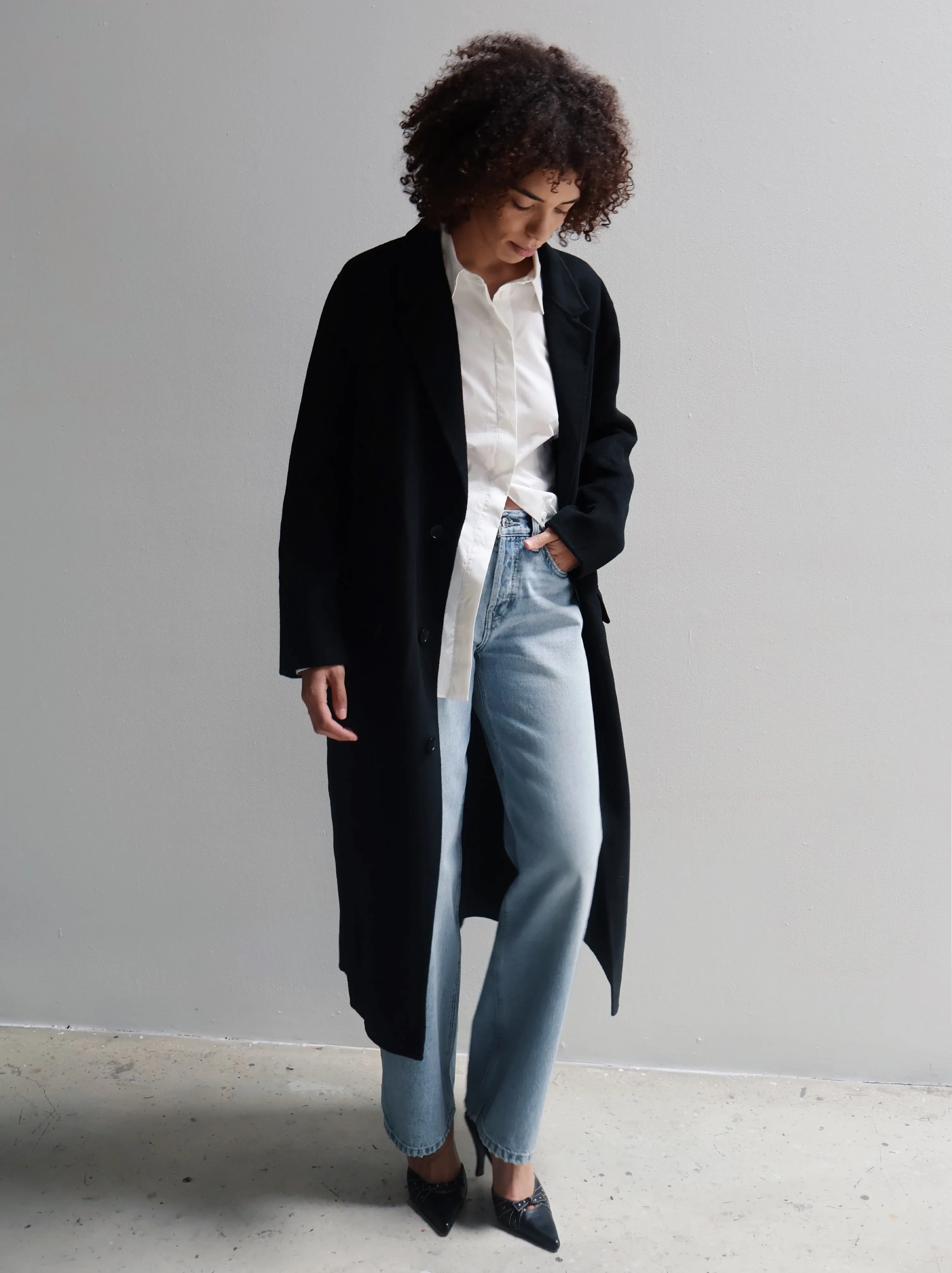 Black Wool Full Length Coat