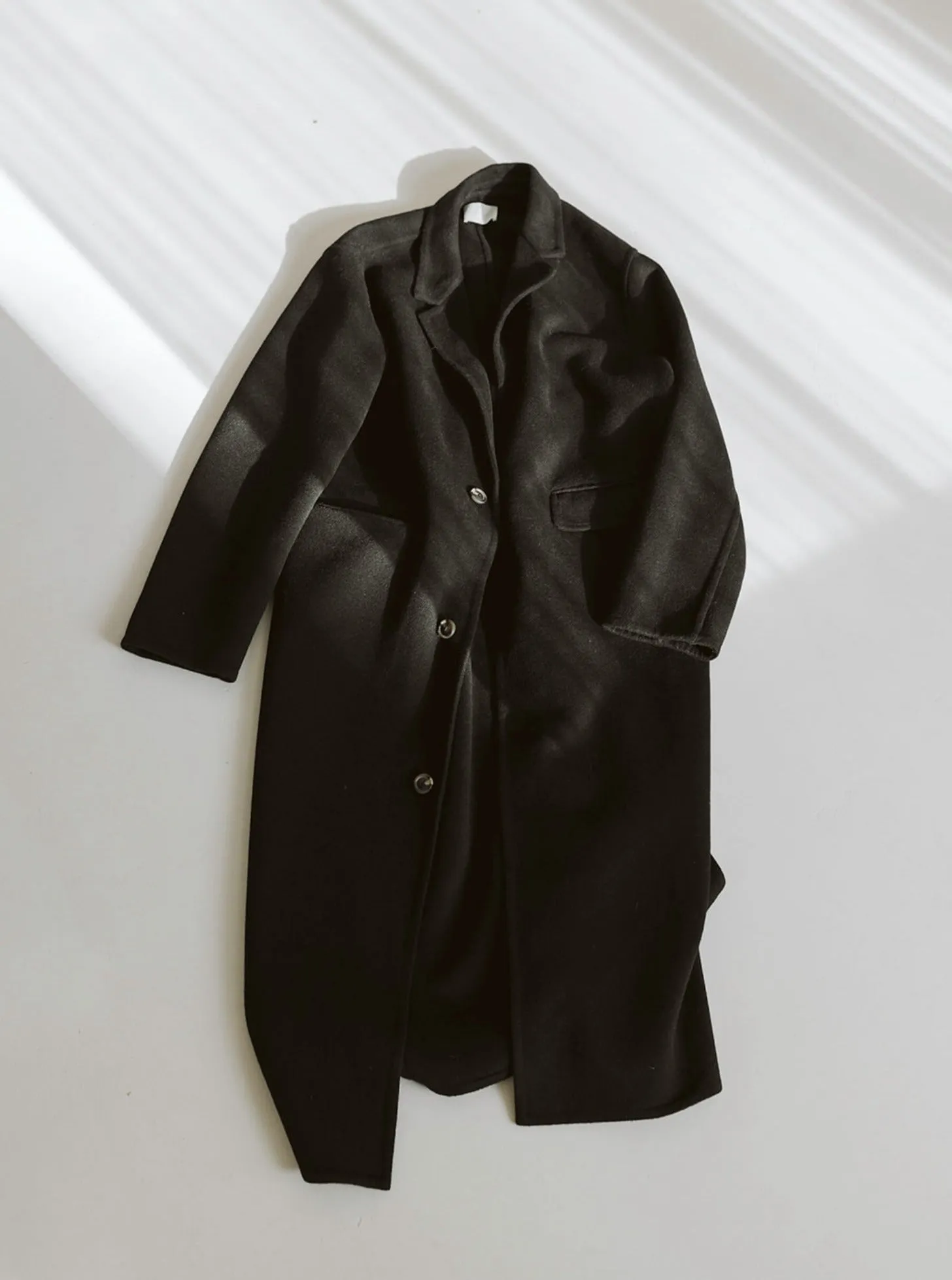 Black Wool Full Length Coat