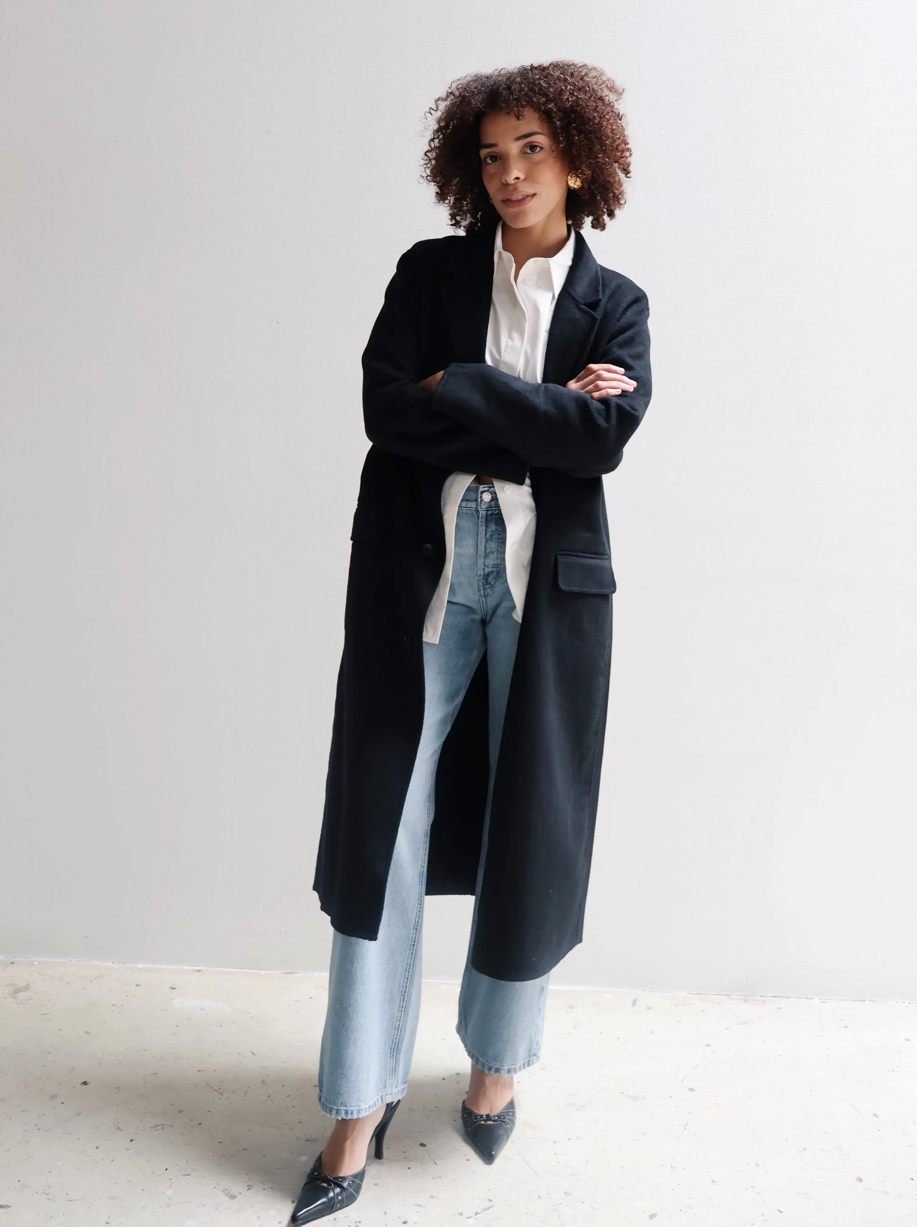 Black Wool Full Length Coat