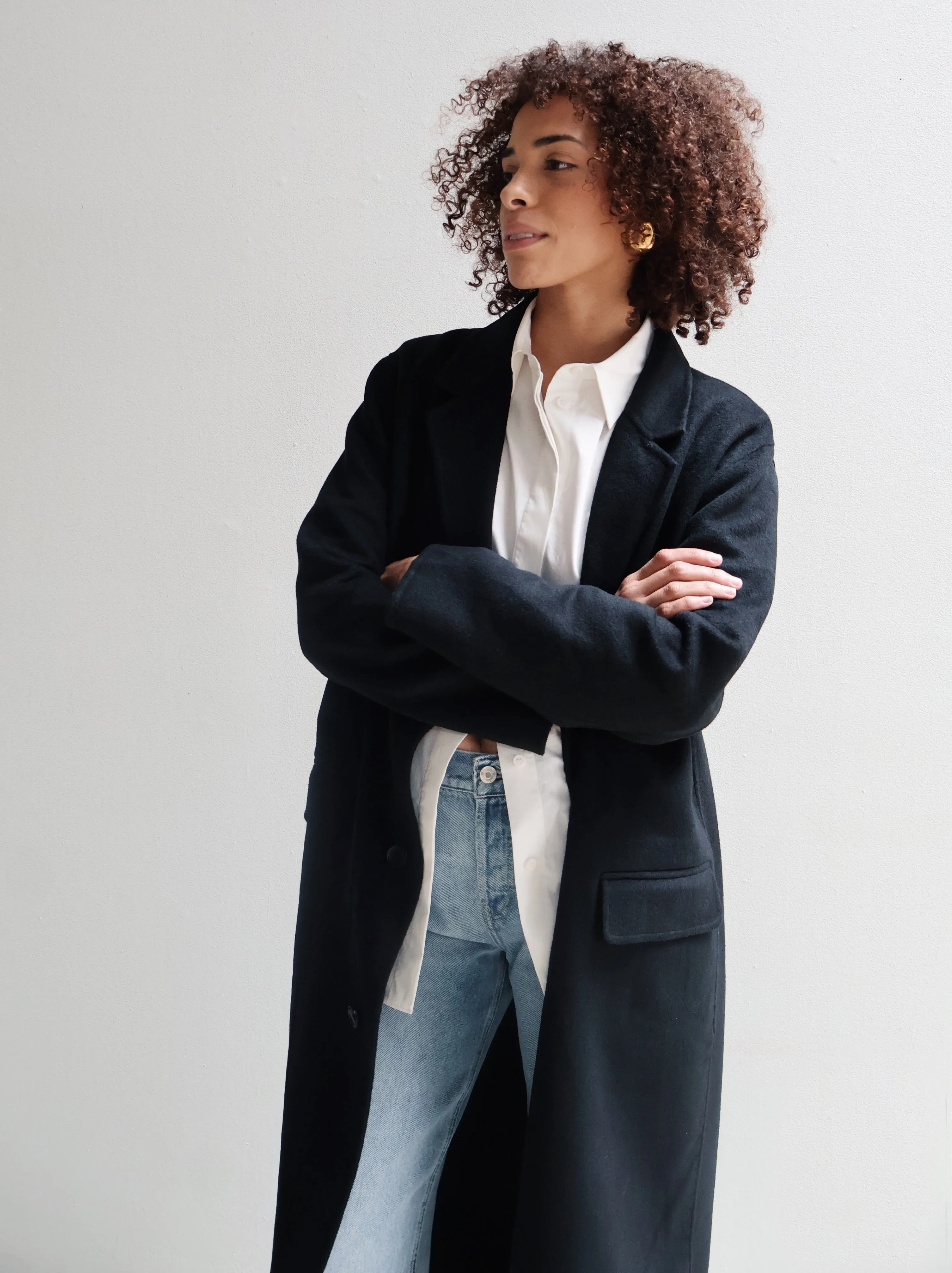 Black Wool Full Length Coat