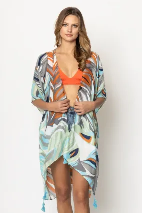 BLK310053 Tracy Tropical Print Kimono