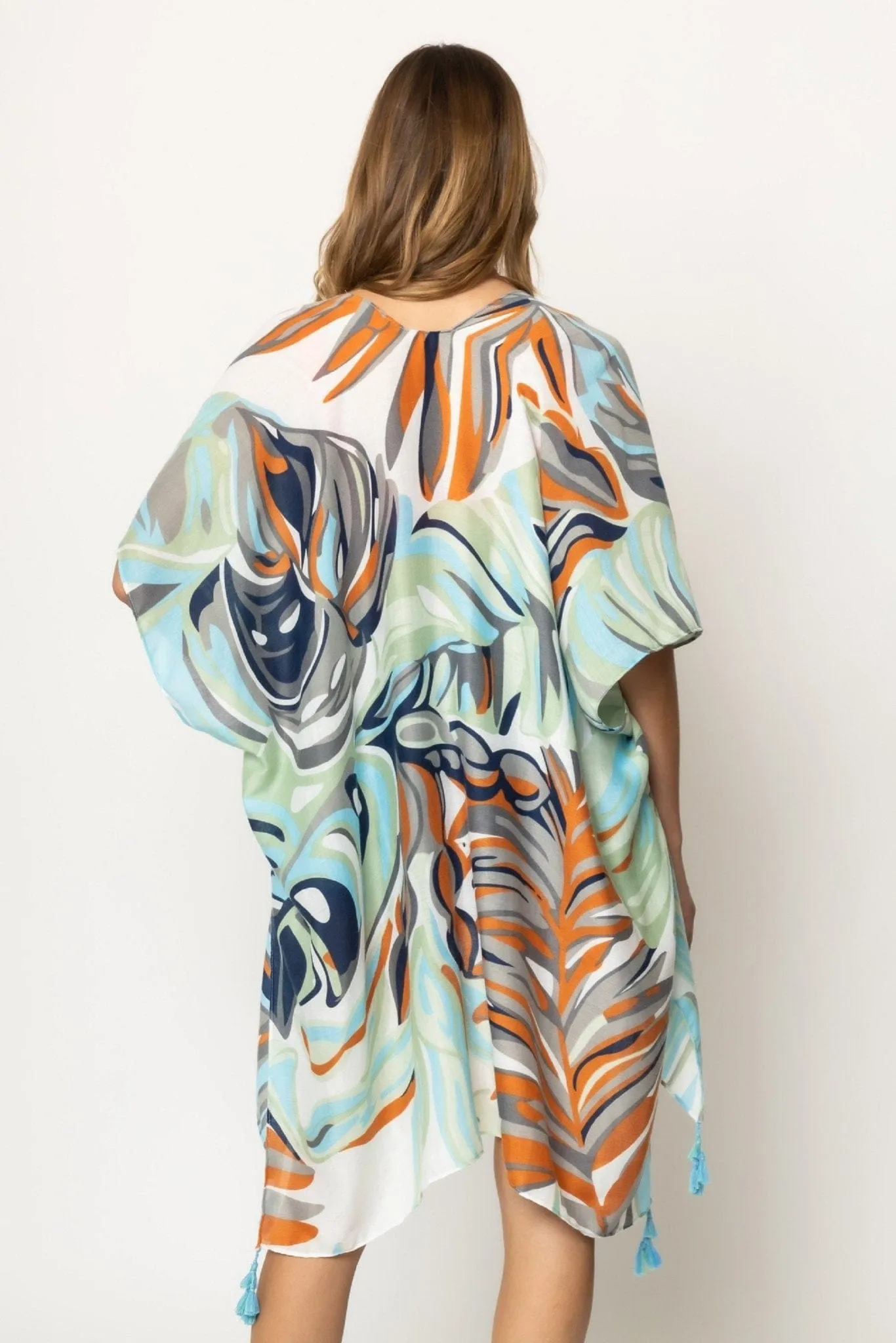 BLK310053 Tracy Tropical Print Kimono