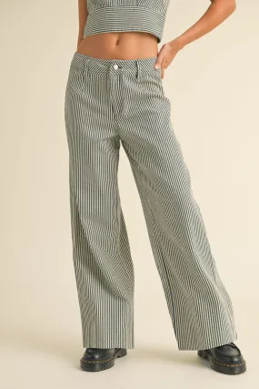 Blue Stripe Button Pants