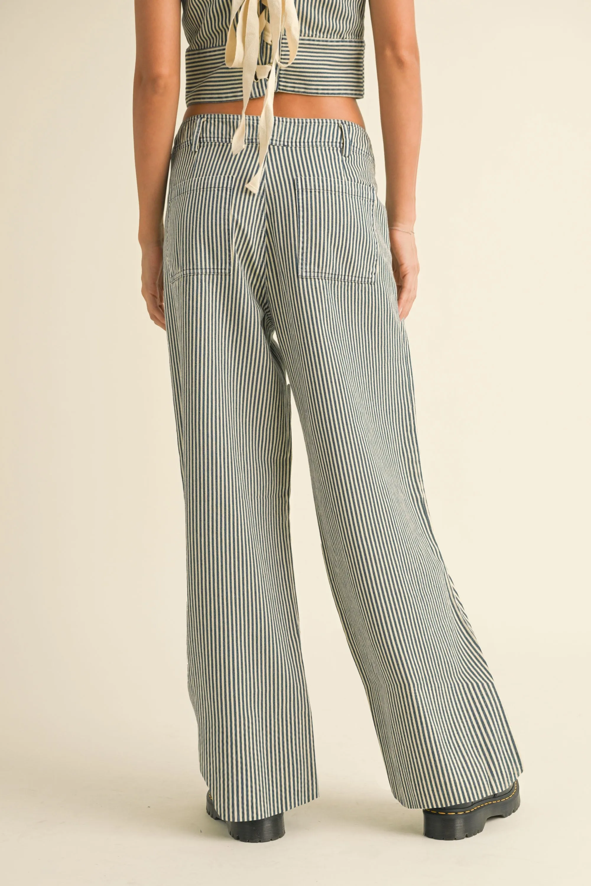 Blue Stripe Button Pants