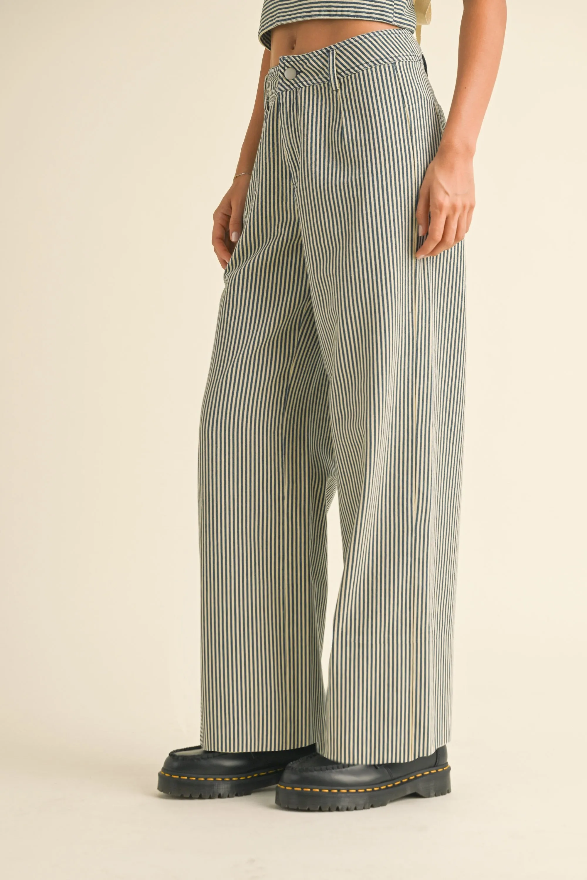 Blue Stripe Button Pants
