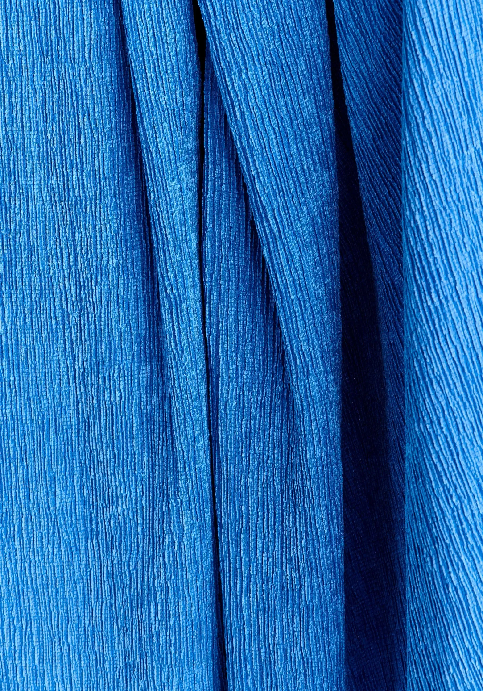 Blue Textured Wrap Kimono Blouse