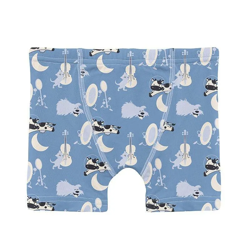 Boy's Print Bamboo Boxer Brief - Dream Blue Hey Diddle Diddle