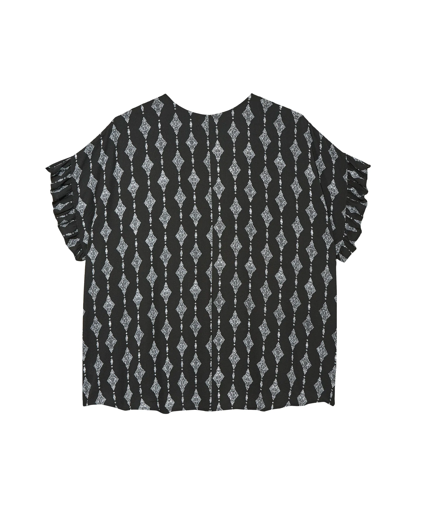 Carin Short Ruffle Sleeve Kimono | Black / White