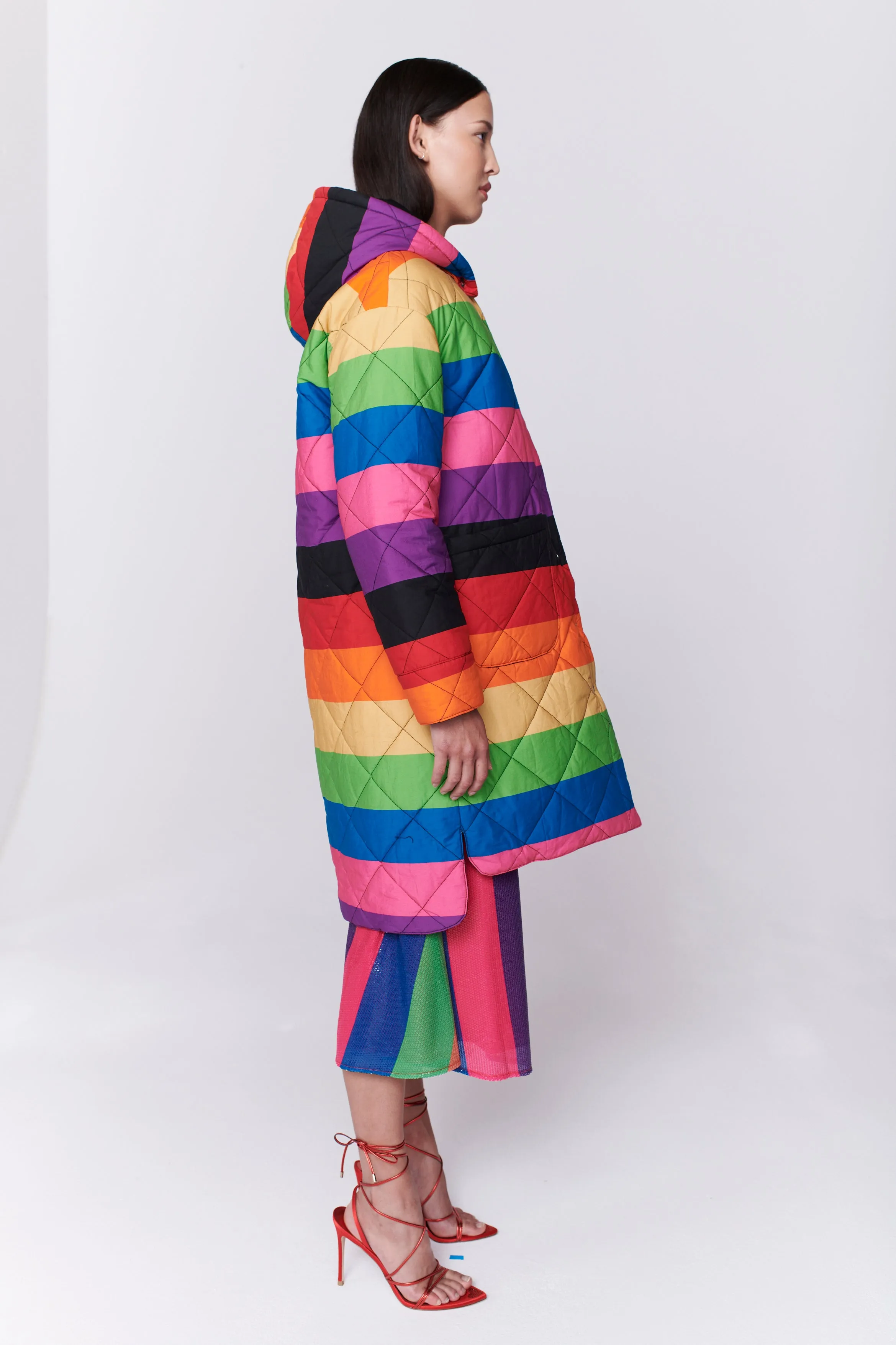 Carter Reversible Rainbow Stripe Quilted Coat